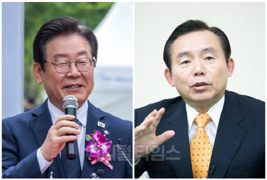 이재명(왼쪽) 더불어민주당 대표와 이인제 전 국회의원. <디지털타임스 이슬기 기자, 디지털타임스 DB>